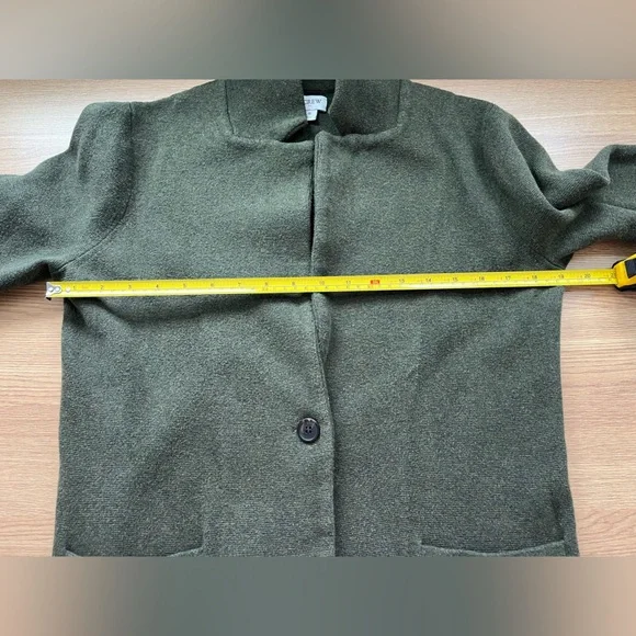 J.Crew Green Knit Blazer Jacket Women’s Small 100% Cotton One Button Pockets - Picture 7 of 9